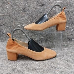 Everlane The Day Heel Women's Size 7.5 Brown Suede 2" Block Heel Italy Casual